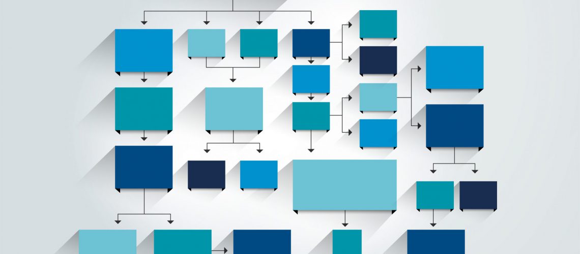 Fowchart. Blue Colored shadows scheme.